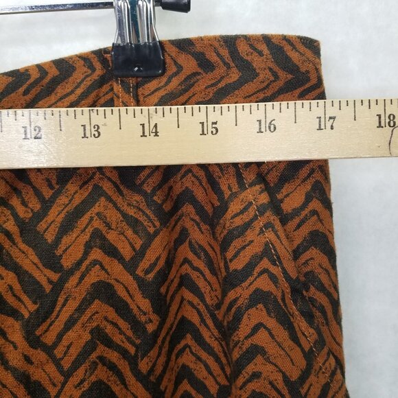 Garnet Hill Wide Leg Pants Women's 12 Pockets Linen Black Orange Chevron Tweed - Picture 13 of 16